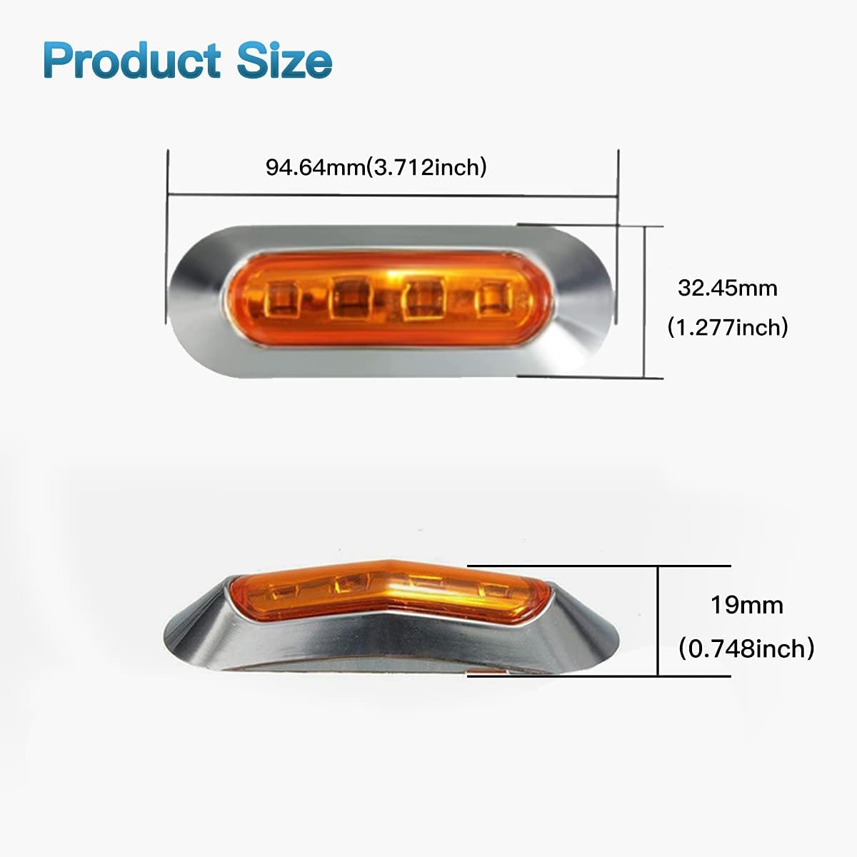 40PCS Amber Red LED Side Marker Indicator Lights with Chrome Bezel O798
