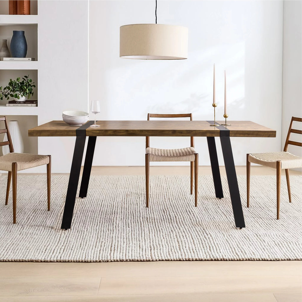 71"W x 32"D Rectangle Dining Kitchen Table, 6 Persons, Light Walnut Z52313