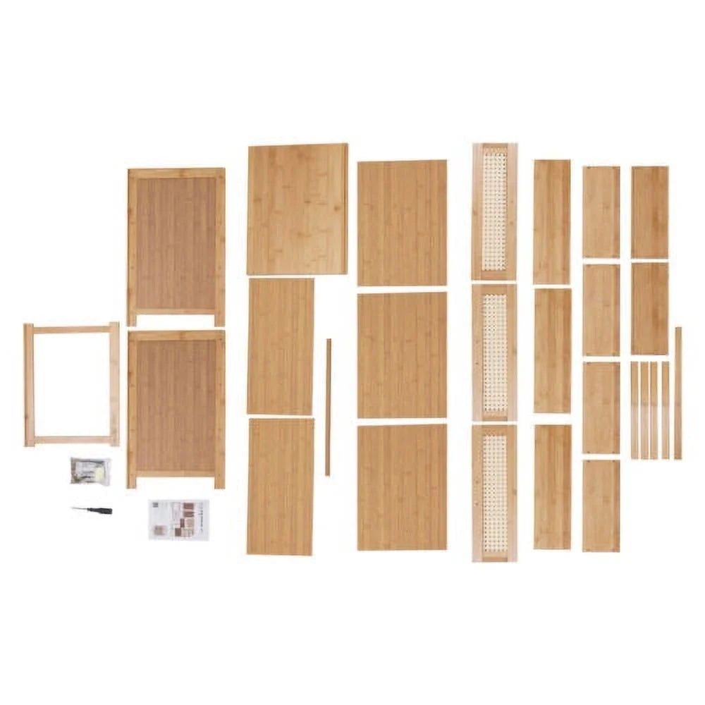 Bamboo Bedside Table with 3 Sliding Drawer P682206
