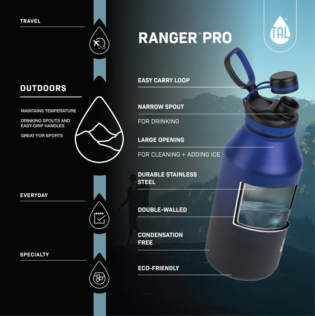 Stainless Steel Water Bottle 64 fl oz, Black G9967
