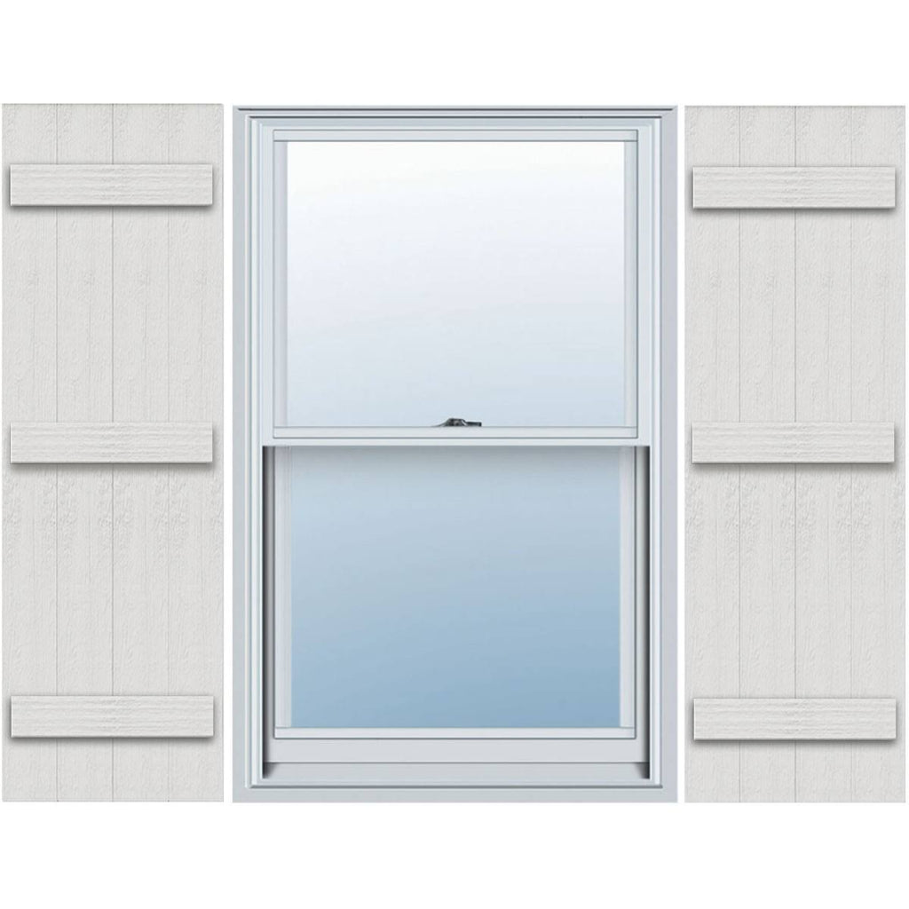 Rustic Four Board Joined Board-n-Batten Faux Wood Shutters (Per Pair) Y477