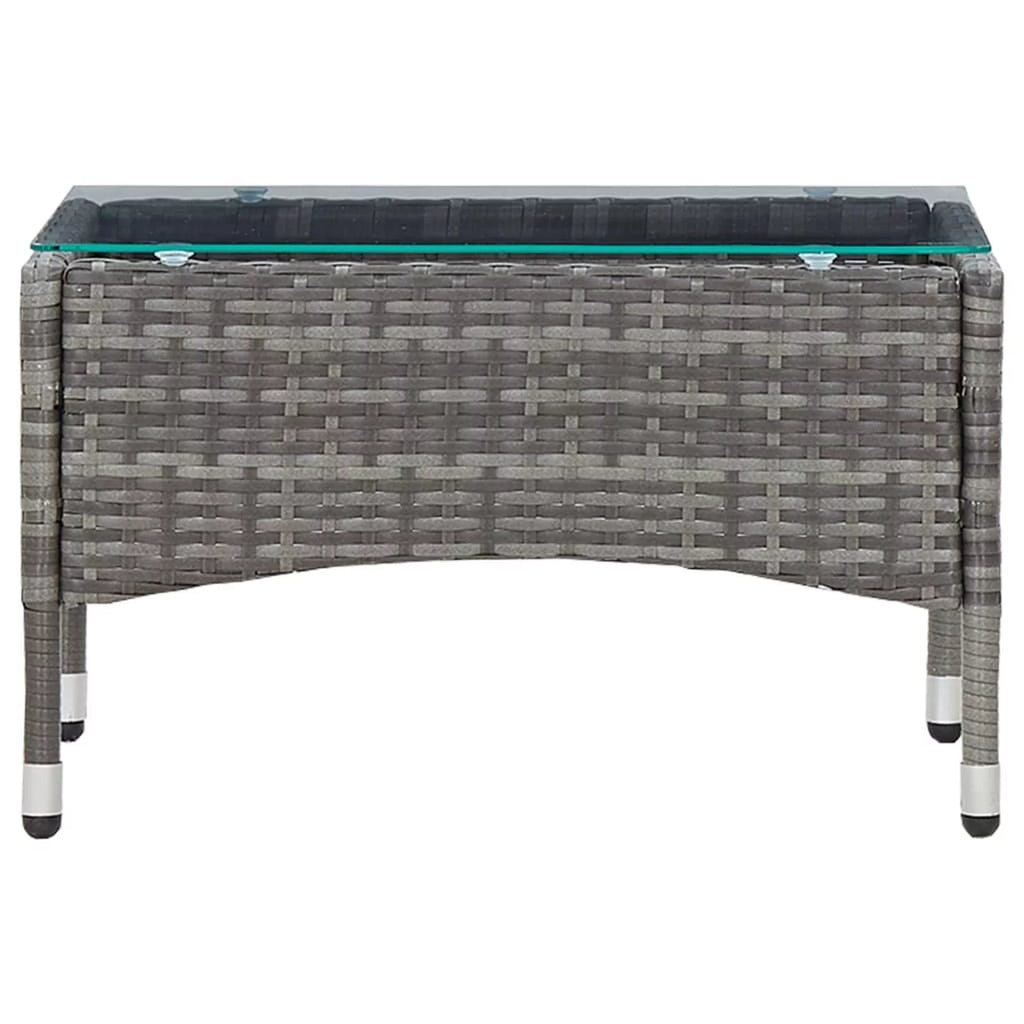 Gray Poly Rattan Glass Top Side Table C899190
