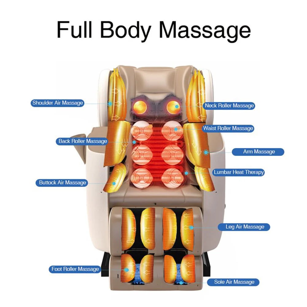Black Full Body Electric Zero Gravity Shiatsu Massage Chair F1625