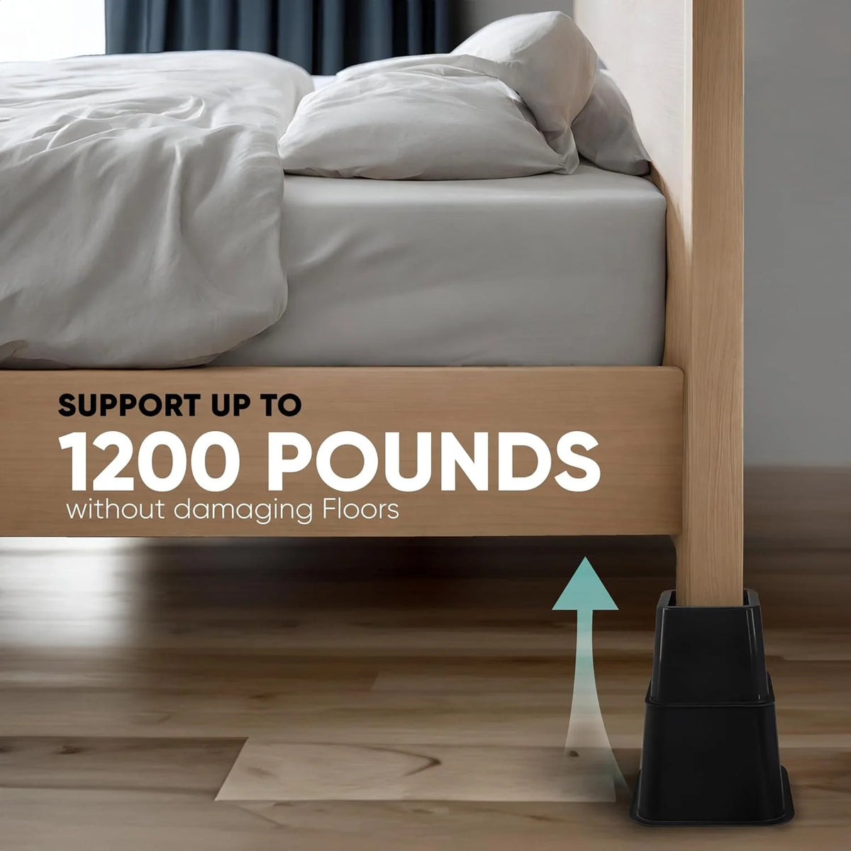 Adjustable Bed Risers 4 Pack Black A612445