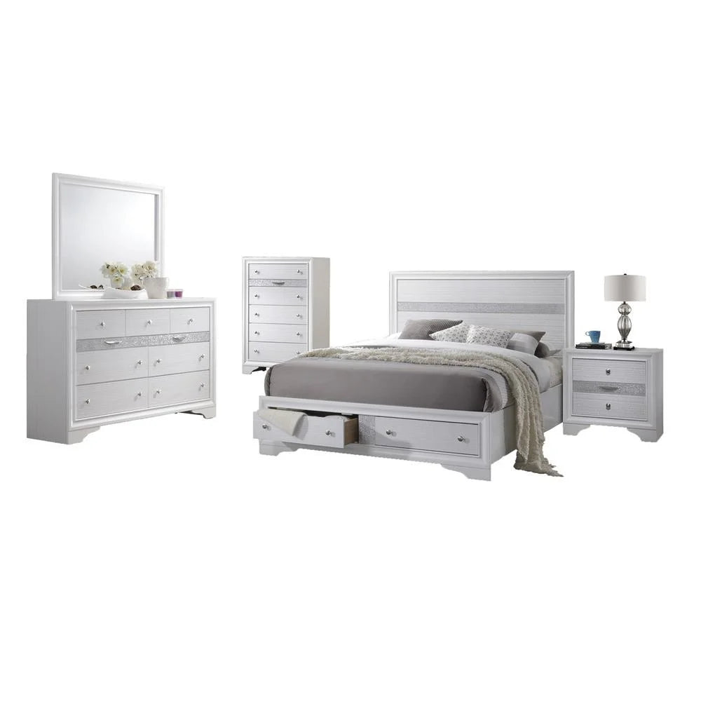 White 5 Piece Bedroom Set with Eastern King Platform Bed Z68332