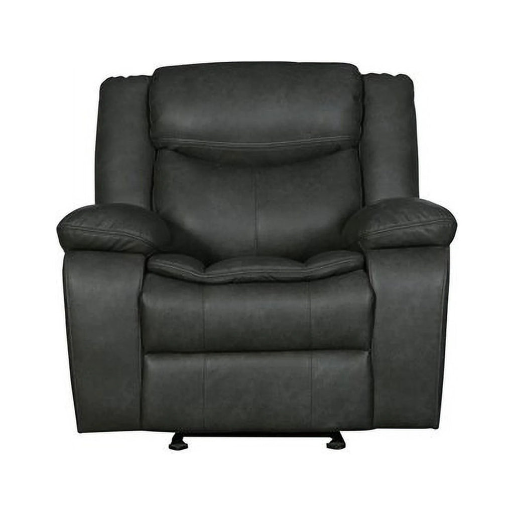 Gray Faux Leather Reclining Sofa Set E733