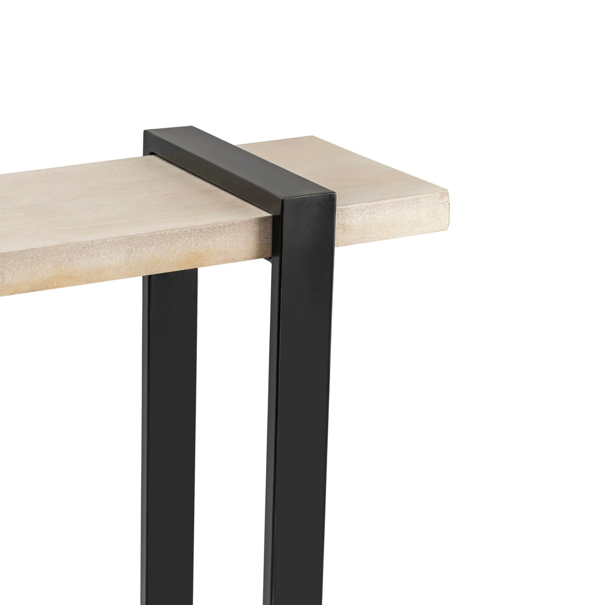 Black Metal and Wood Narrow Console Table U71568