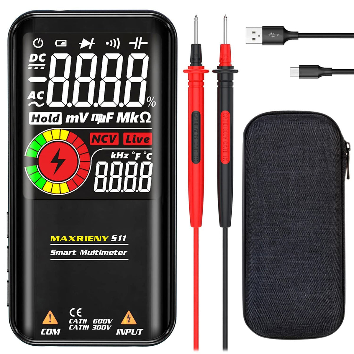 Rechargeable Smart Multimeter with EMF Detector, Pack of 2 I62664