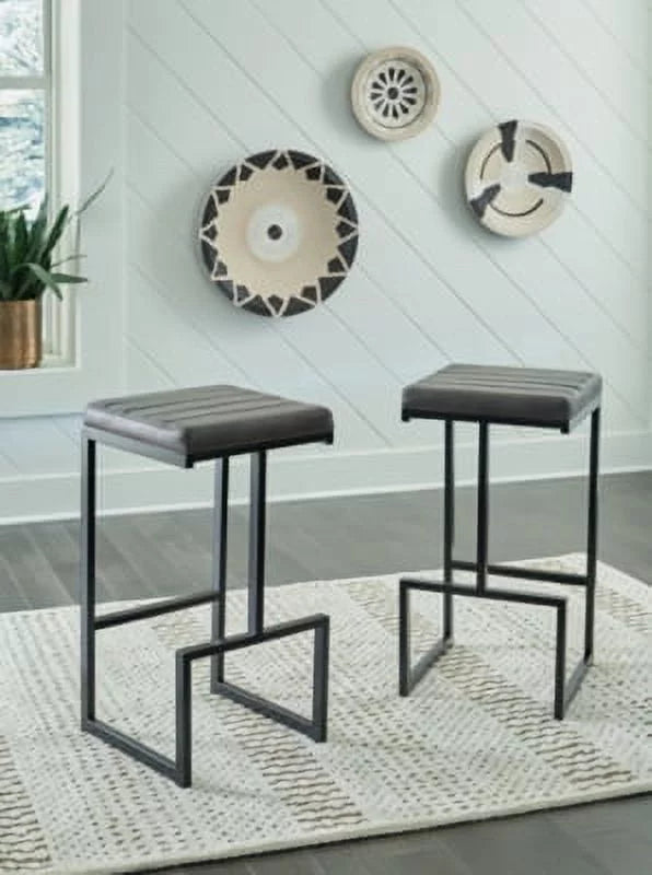 Black & Gray Upholstered Barstool with Metal Frame, 2 Count B744136