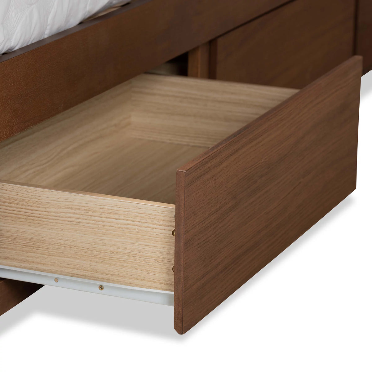 King Ash Walnut Wood Storage Platform Bed F591