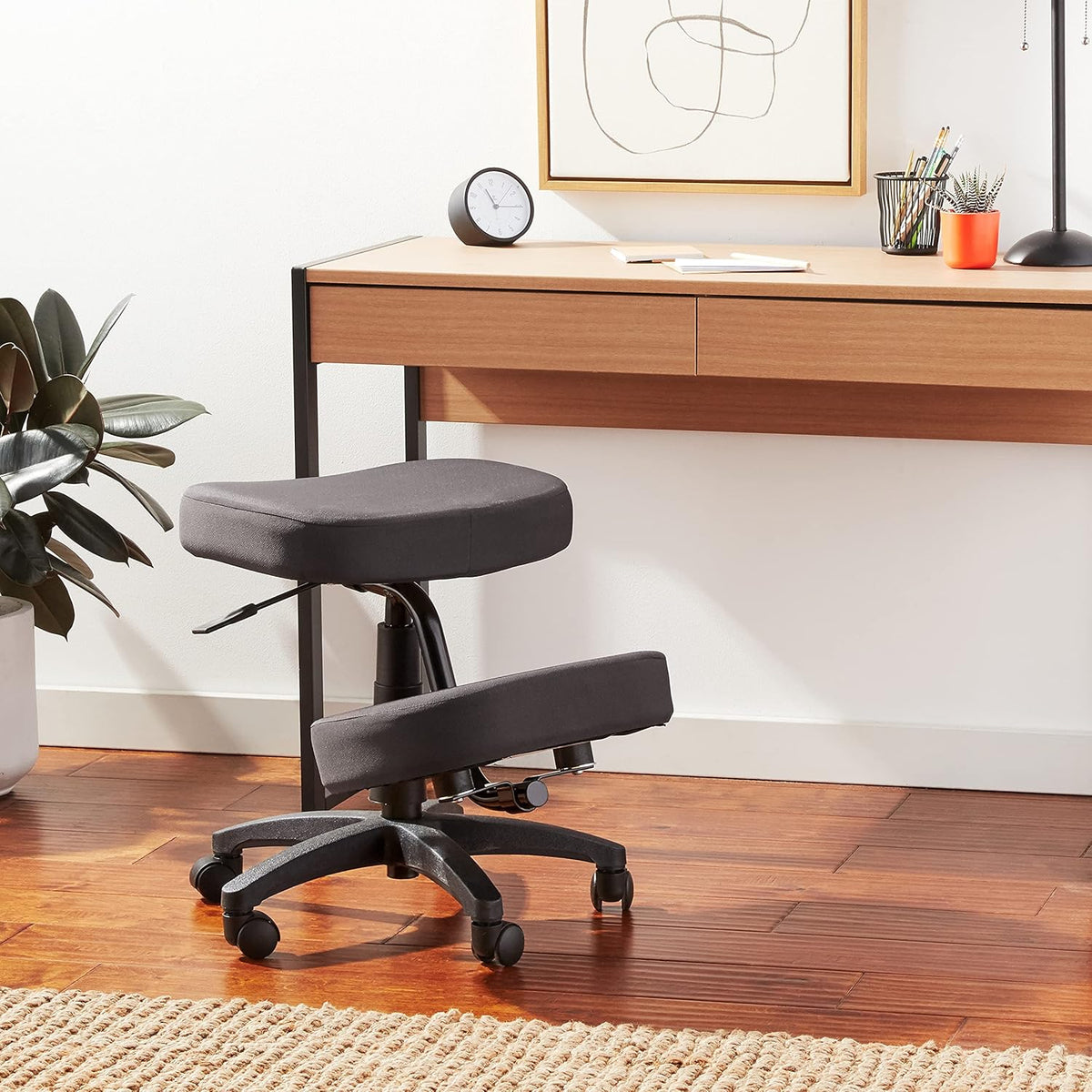 Black Memory Foam Knee Chair with Casters W3667