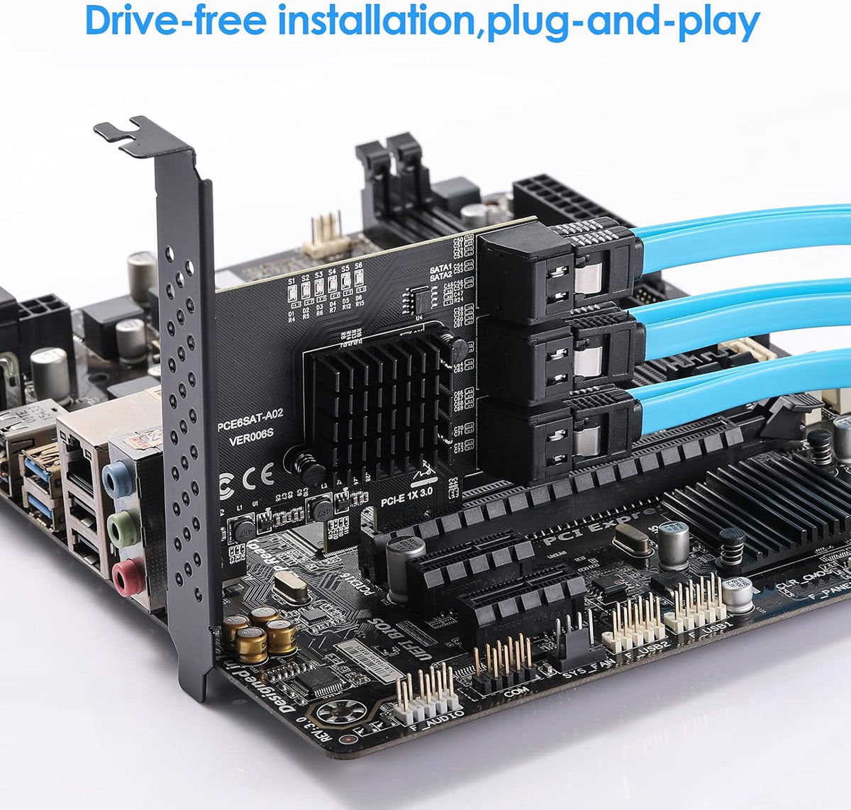 PCIe SATA Card 6 Ports 6 Gbps SATA 3.0 Expansion Card with 6 SATA Cables J374909
