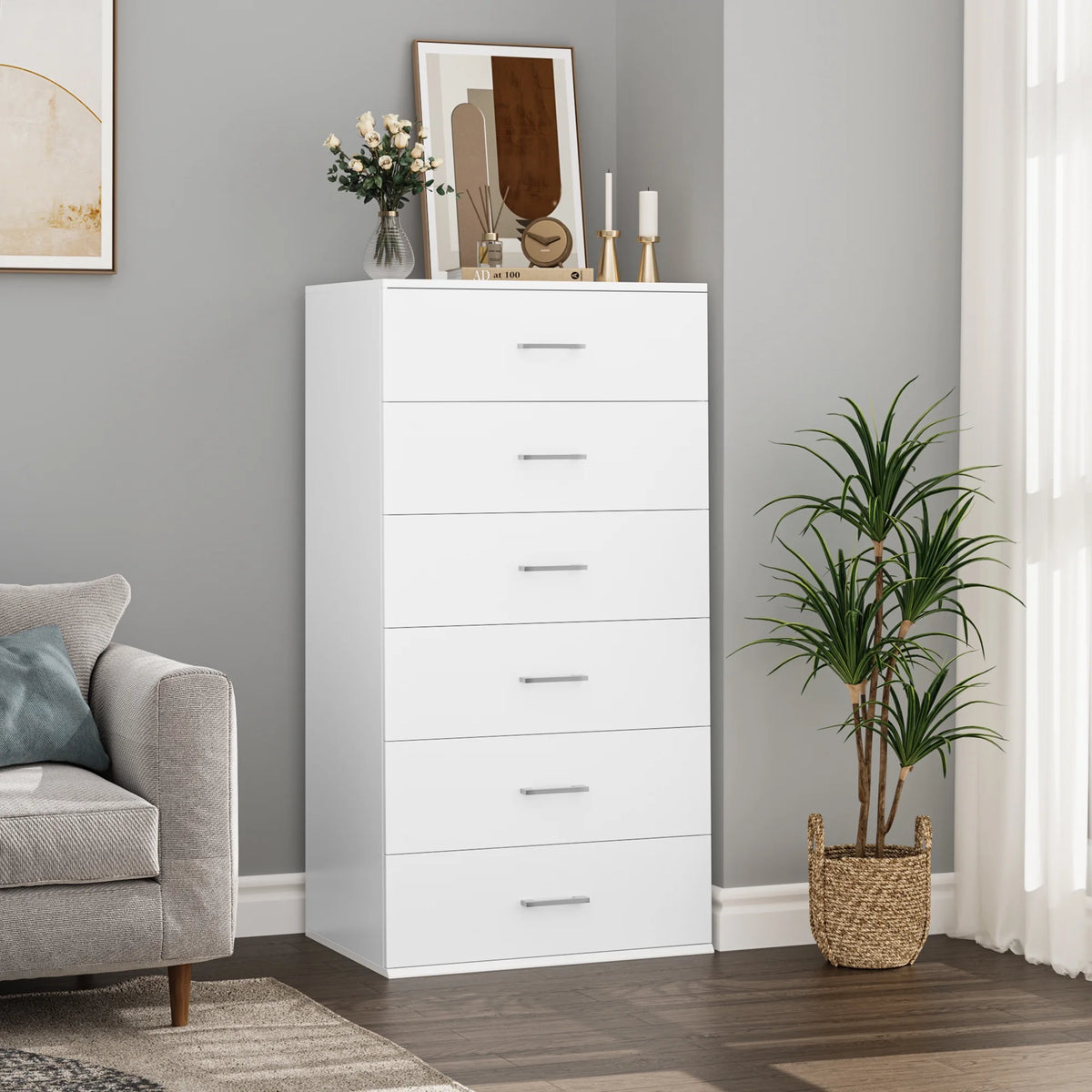 White 6 Drawer Wood Dresser K545