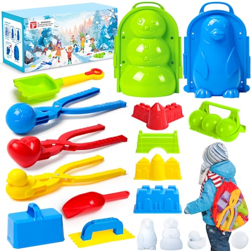 15 Pcs Snowball Maker Snowman Kit with Mesh Bag K10544