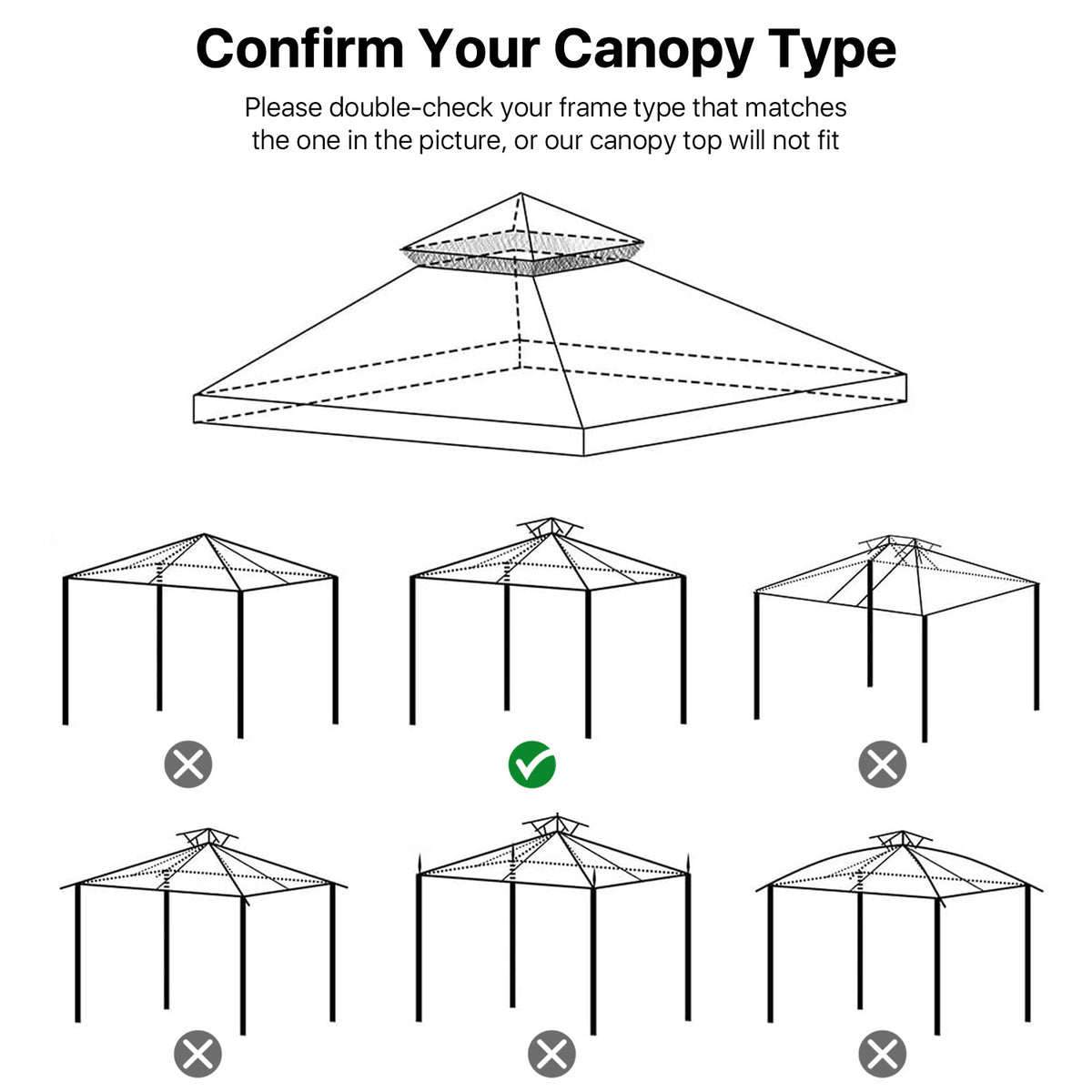 10 x 10 Feet Gazebo Canopy Top Replacement Cover with Plain Edge Polyester E156