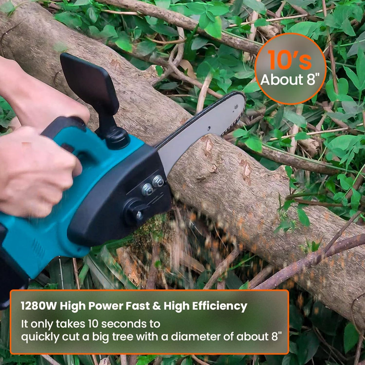 8 Inch Cordless Electric Chainsaw with 2 Batteries H570