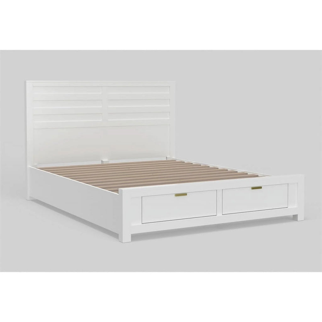 White Wood Eastern King Storage Bed J713
