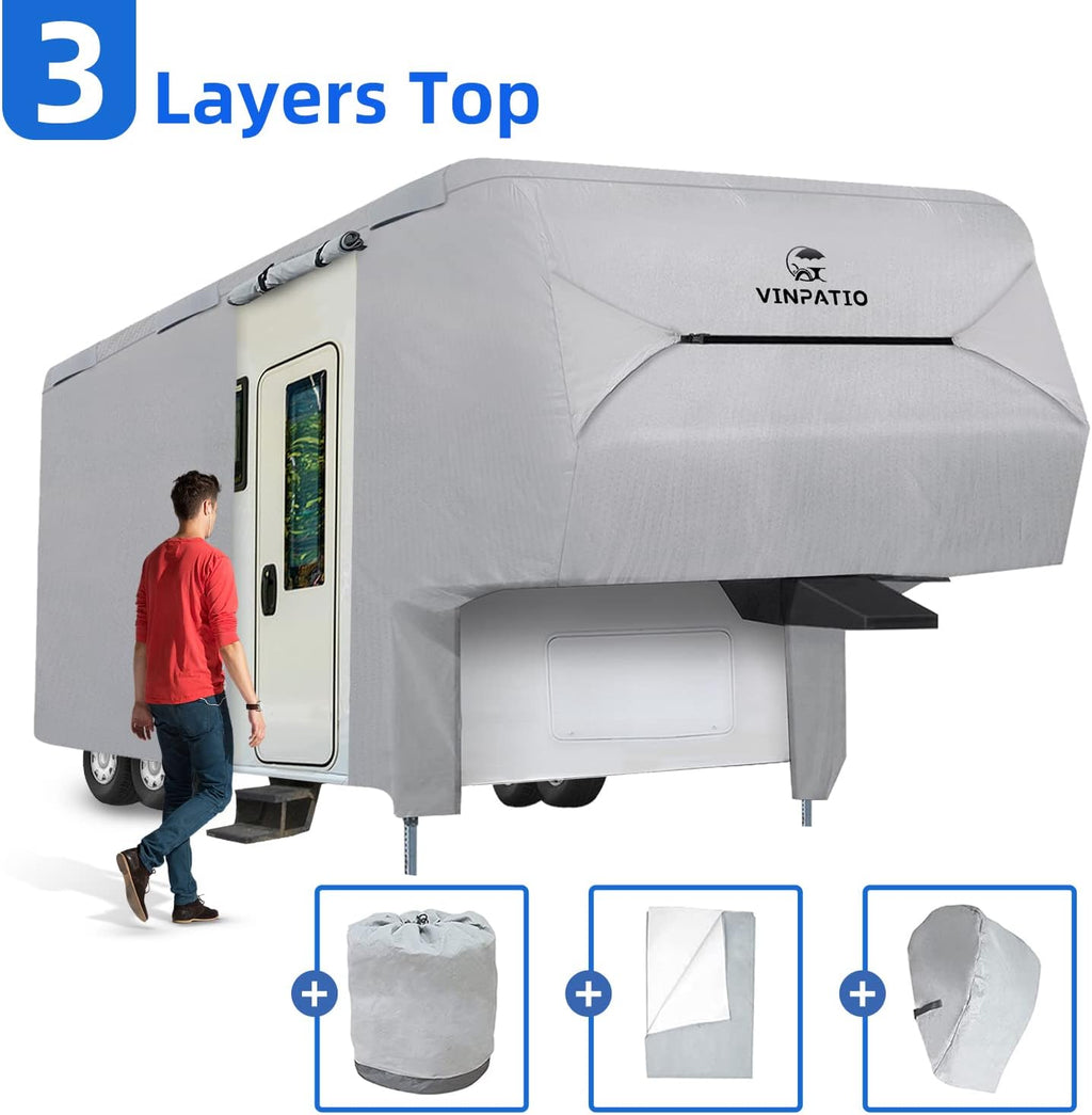 5th Wheel Cover 3 Layers Polypro Waterproof Gray A66914
