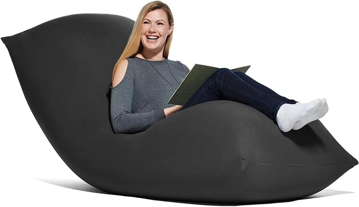 Dark Grey Oversized Plush Bean Bag Chair N39910