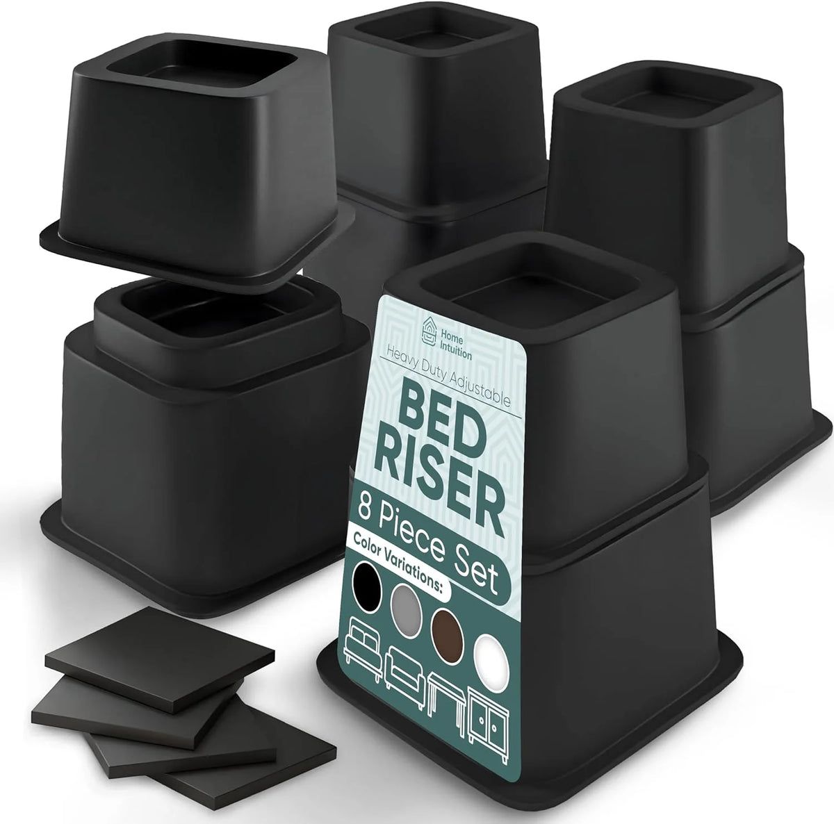 Adjustable Bed Risers 4 Pack Black A612445
