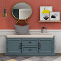 Solid Wood Cabinet Storage Bench Blue Gray L2343