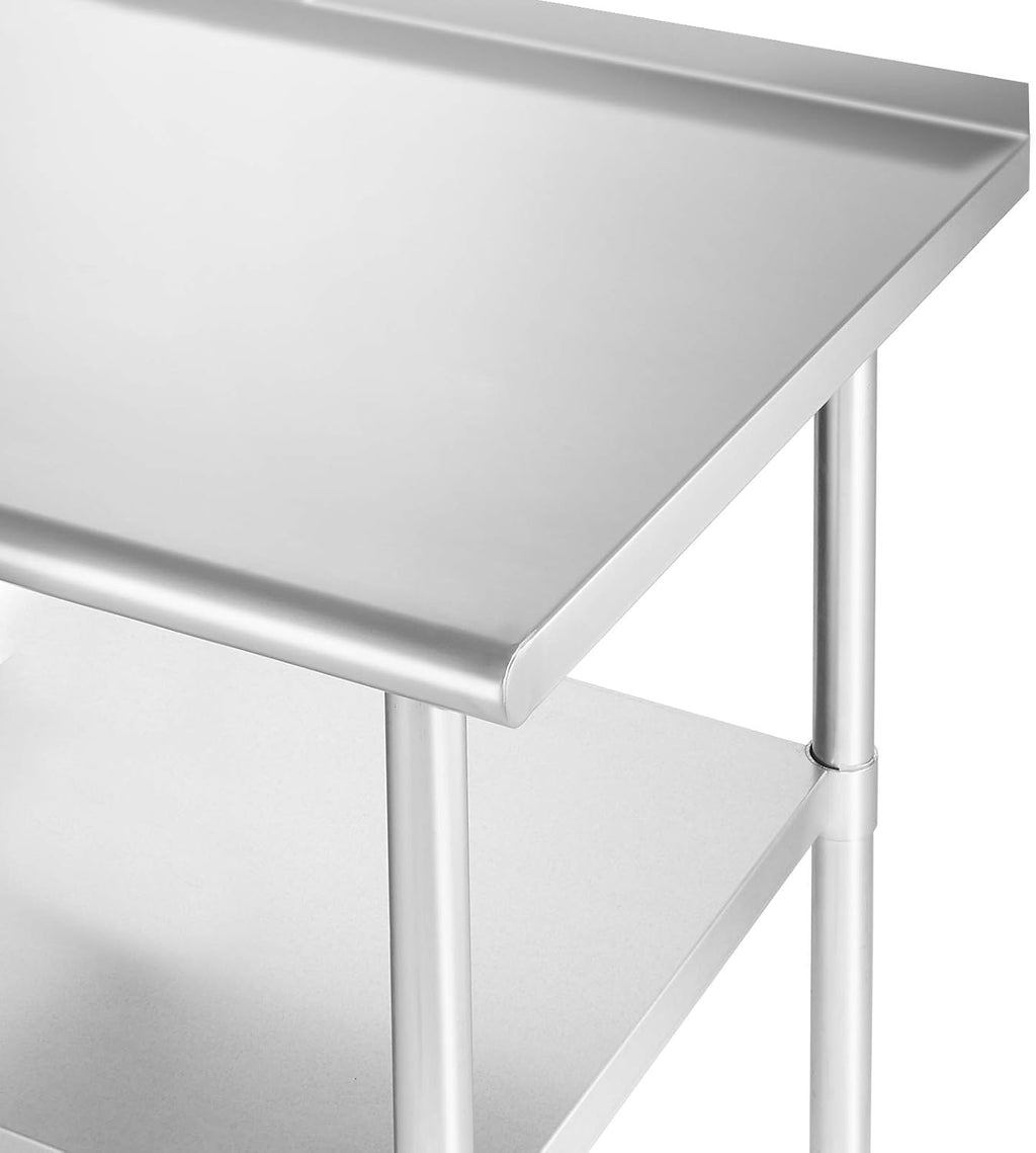 NSF Stainless Steel Commercial Kitchen Prep & Work Table with Backsplash and 4 Casters, 30 in. x 24 in. K125878