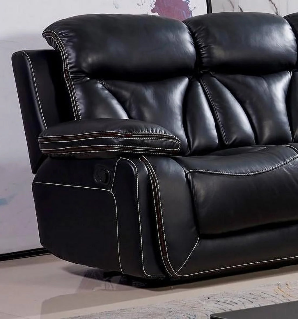 Dark Brown Leather Match Reclining Sofa Q4445
