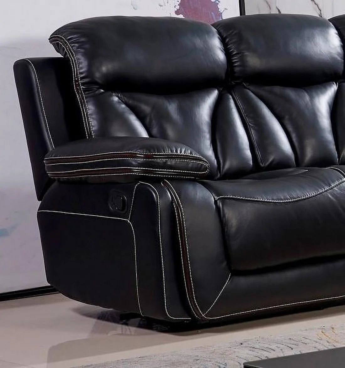 Dark Brown Leather Match Reclining Sofa Q4445