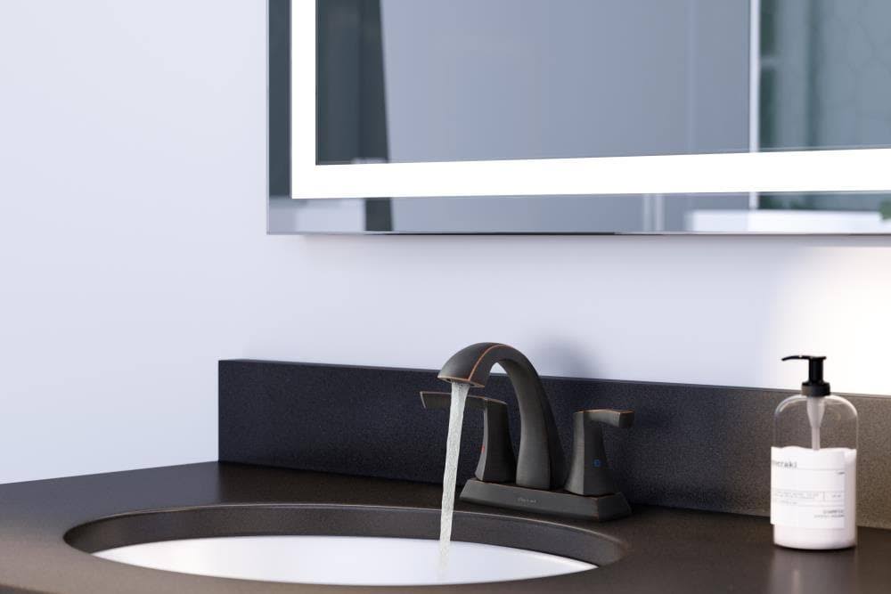 Oil Rubbed Bronze 2-Handle 4-in Centerset Bathroom Sink Faucet with Drain and Deck Plate R9539