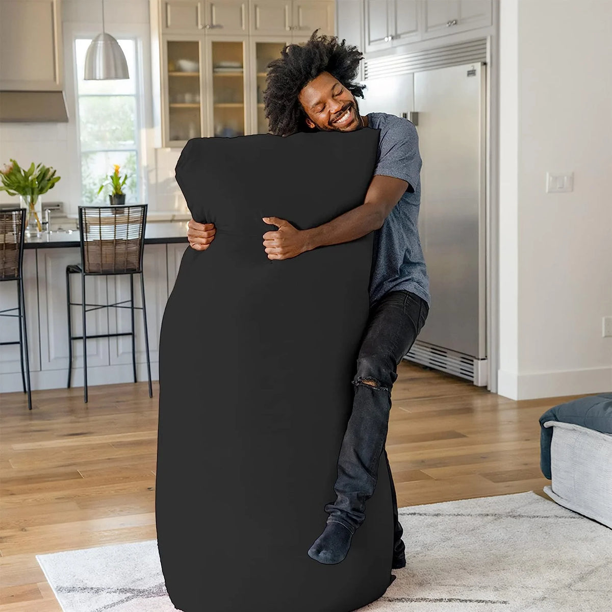 Dark Grey Oversized Plush Bean Bag Chair N39910