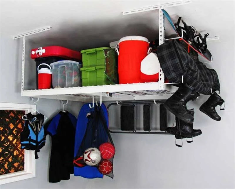 White Overhead Storage Combo with 18 Hooks H546541