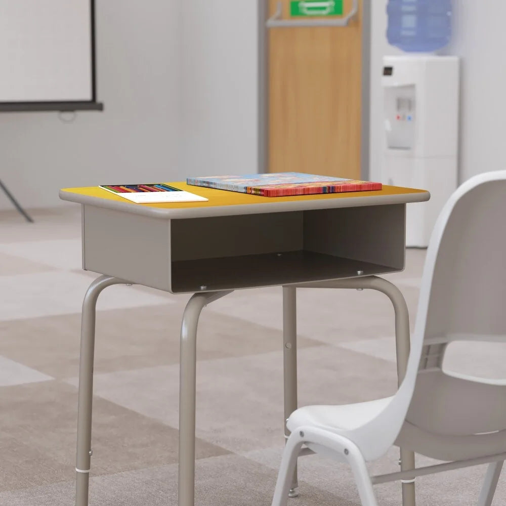 Student Desk with Open Front Metal Book Box H412