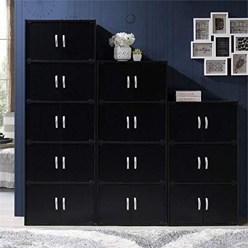 3 Shelf 6 Door Bookcase in Black S667919
