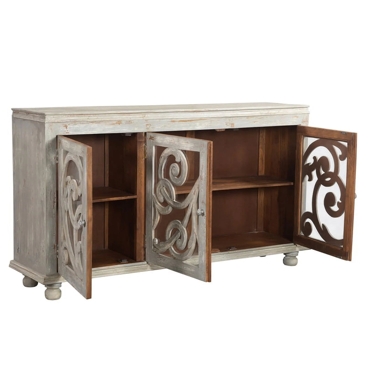 White 3-door Solid Wood Sideboard Q77918