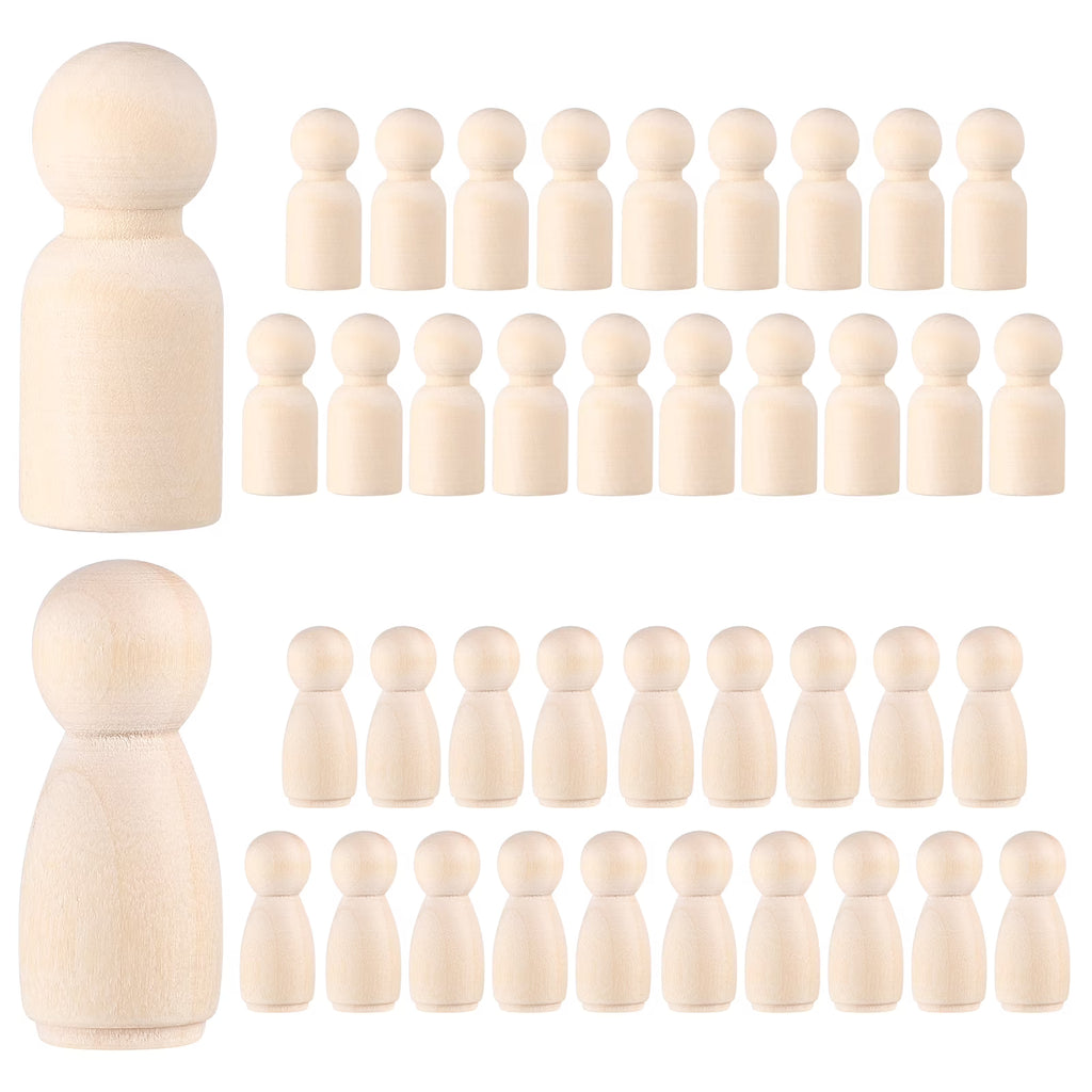 40 Pcs Wooden Peg Dolls Painting Crafts for Kids E915