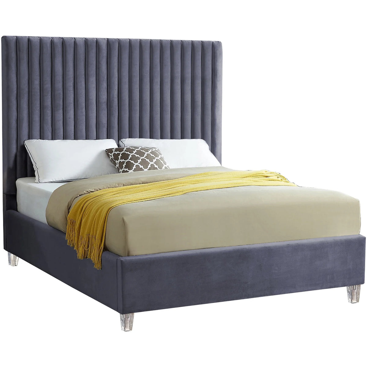 Grey Velvet King Bed M167929