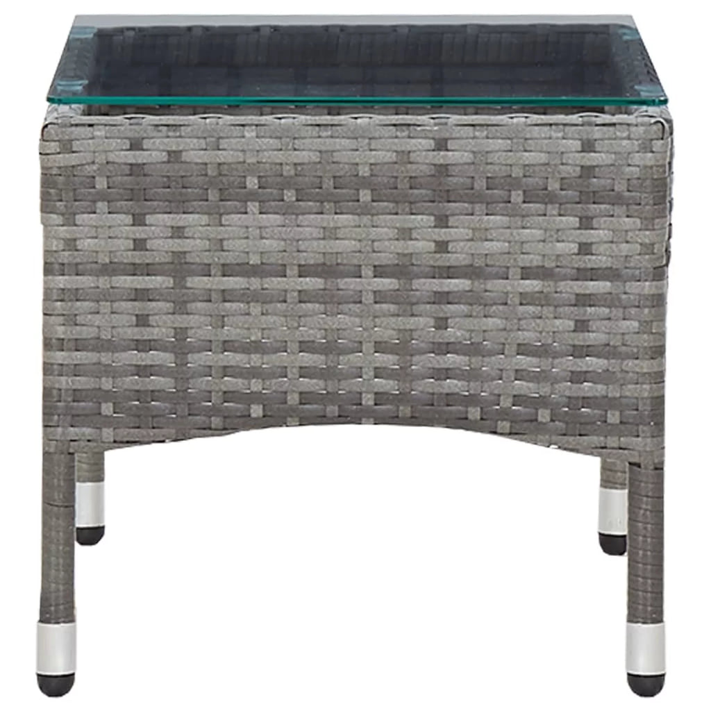 Gray Poly Rattan Glass Top Side Table C899190