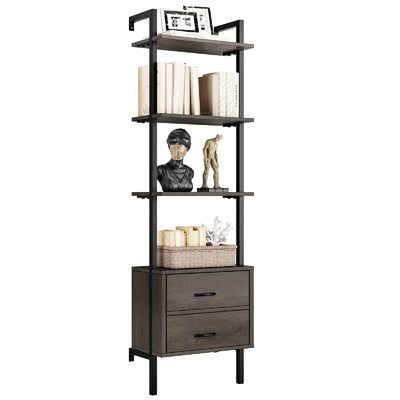 Iron Floating Bookcase with Bins T93434