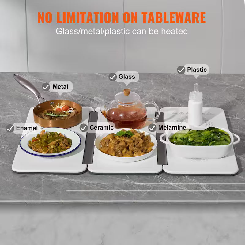 White Portable Electric Warming Tray with Temperature Control R67774