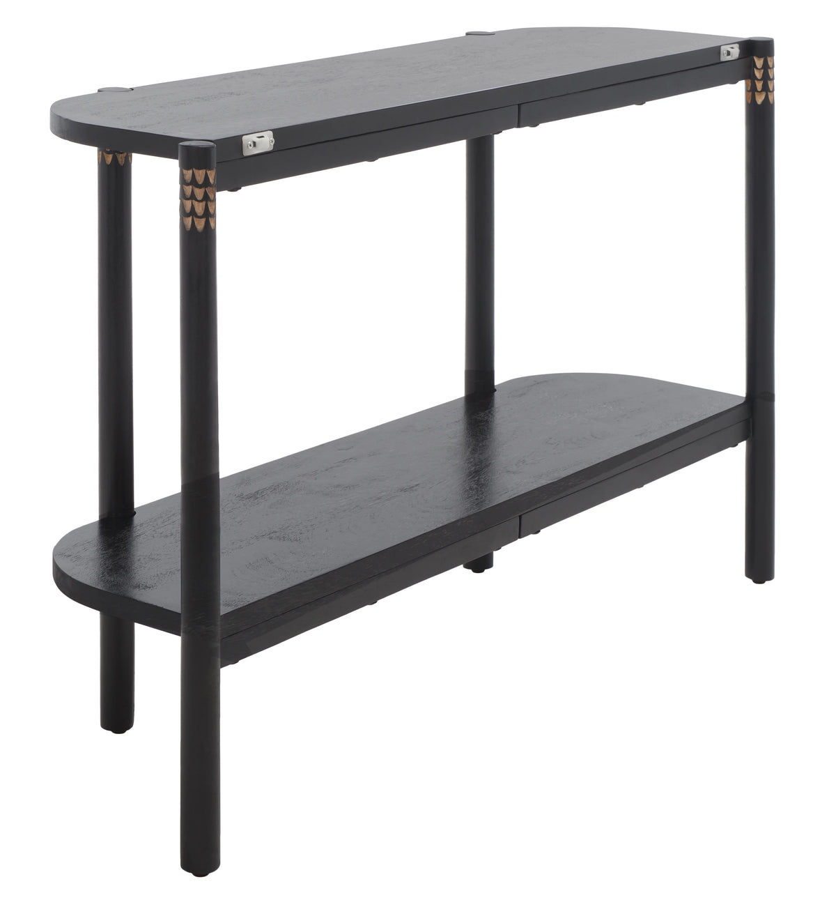 Black Natural Wood Console Table with Shelf M450786