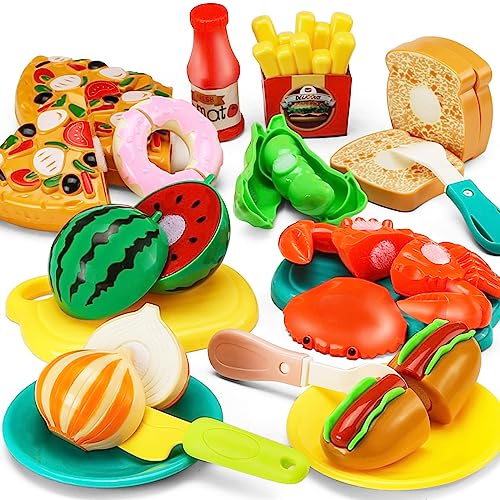 87 Pcs Cutting Play Kitchen Set with Storage Basket Z7804