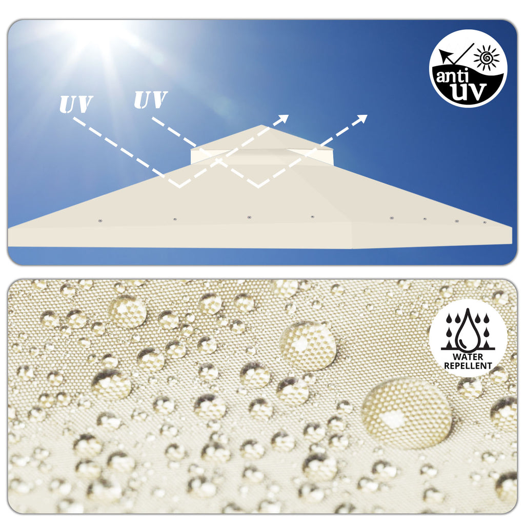 10 x 10 Feet Gazebo Canopy Top Replacement Cover with Plain Edge Polyester E156