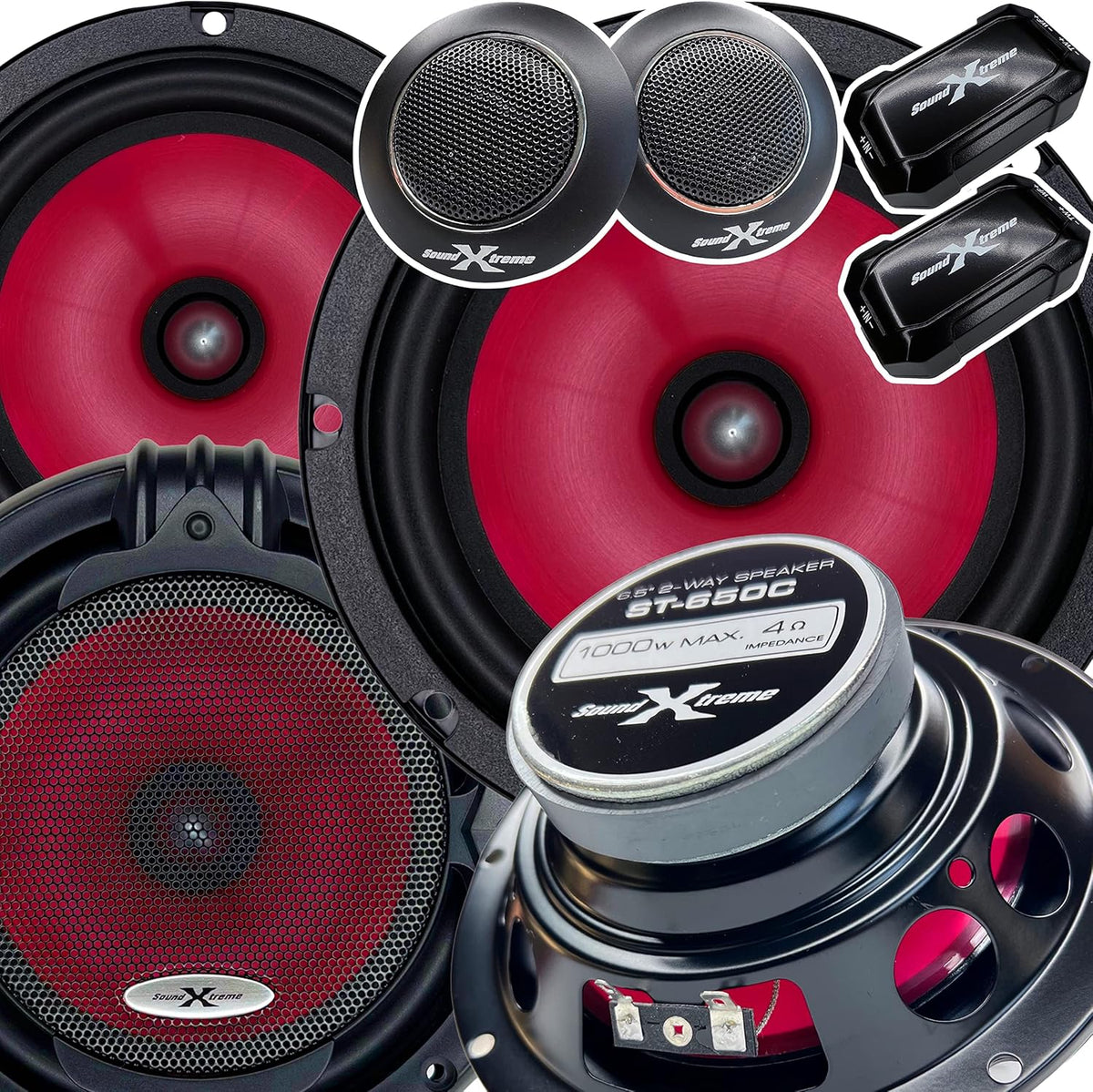 2 Pairs 6.5-Inch 2-Way Car Audio Component Speaker System U8181