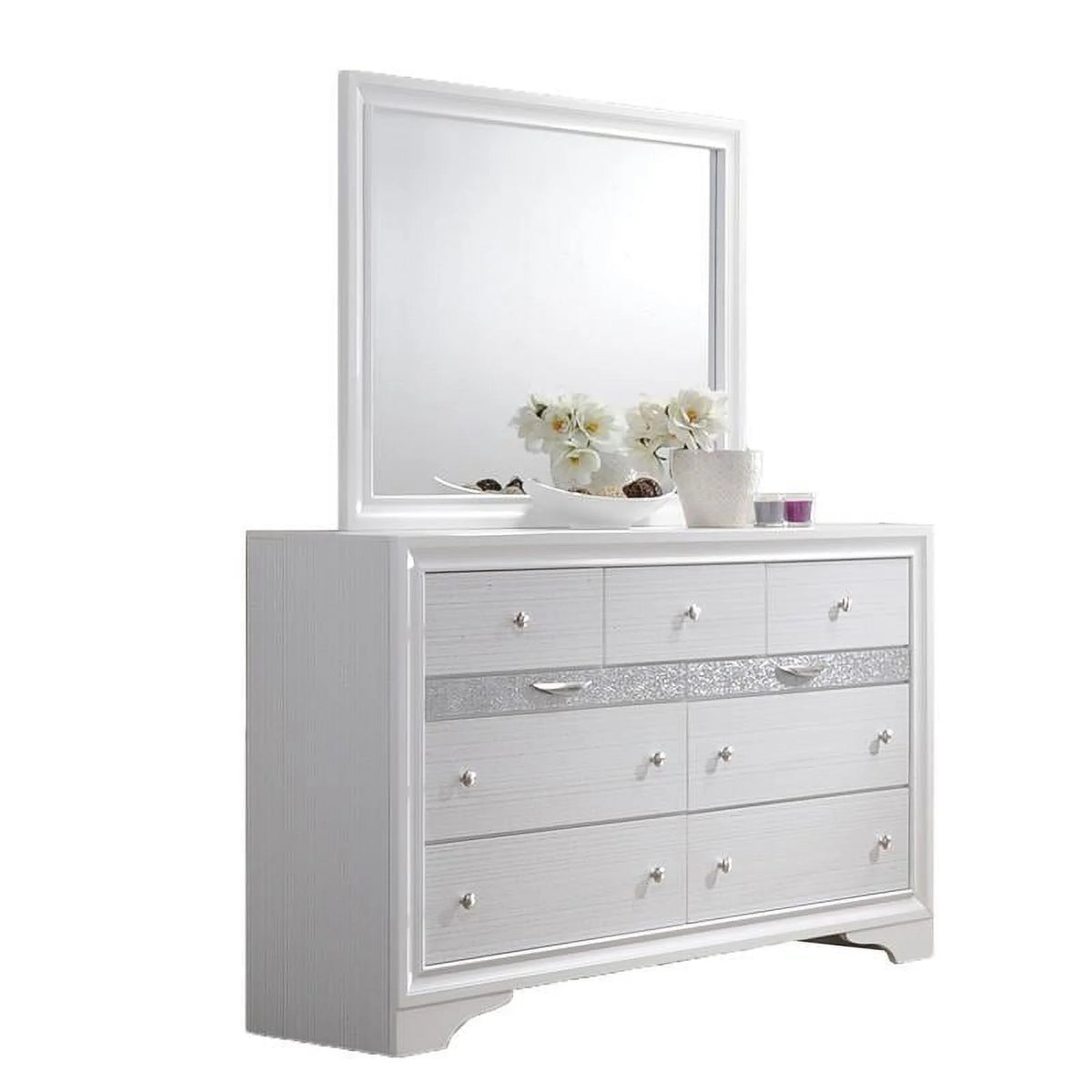 White 5 Piece Bedroom Set with Eastern King Platform Bed Z68332