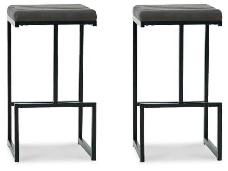 Black & Gray Upholstered Barstool with Metal Frame, 2 Count B744136