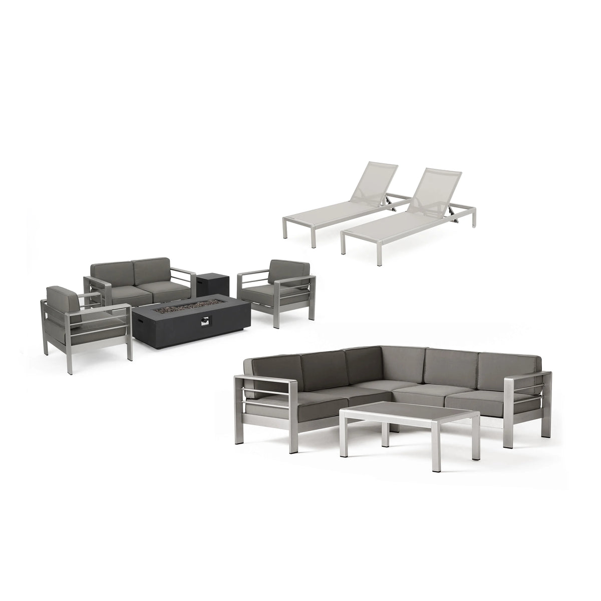 Outdoor Sofa and Chat Set with Lounges and Firepit Z9451