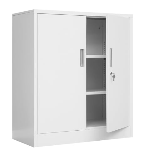 Black 36.2" H Metal Storage Cabinet with Shelves and Doors L444103