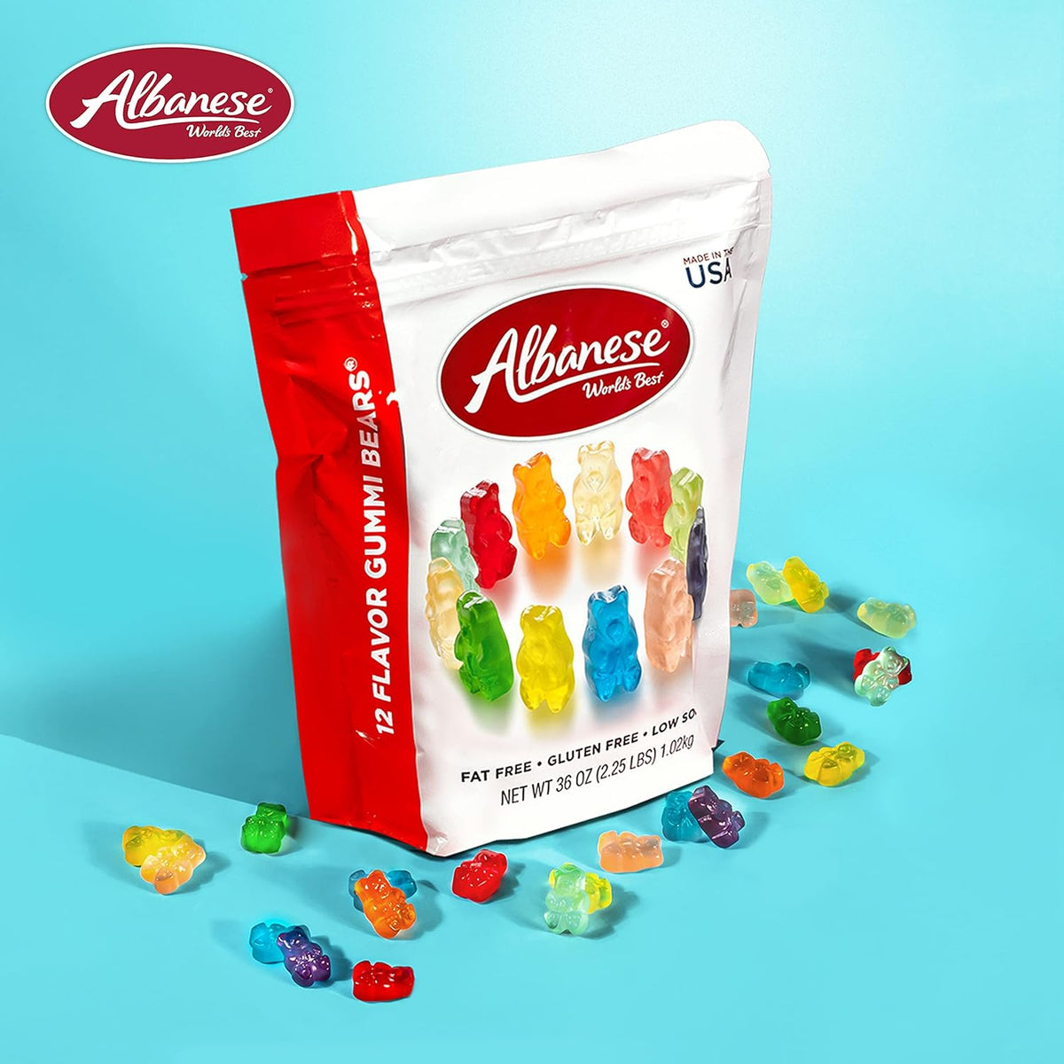 12 Flavor Gummi Bears, 36oz Bag of Candy J209