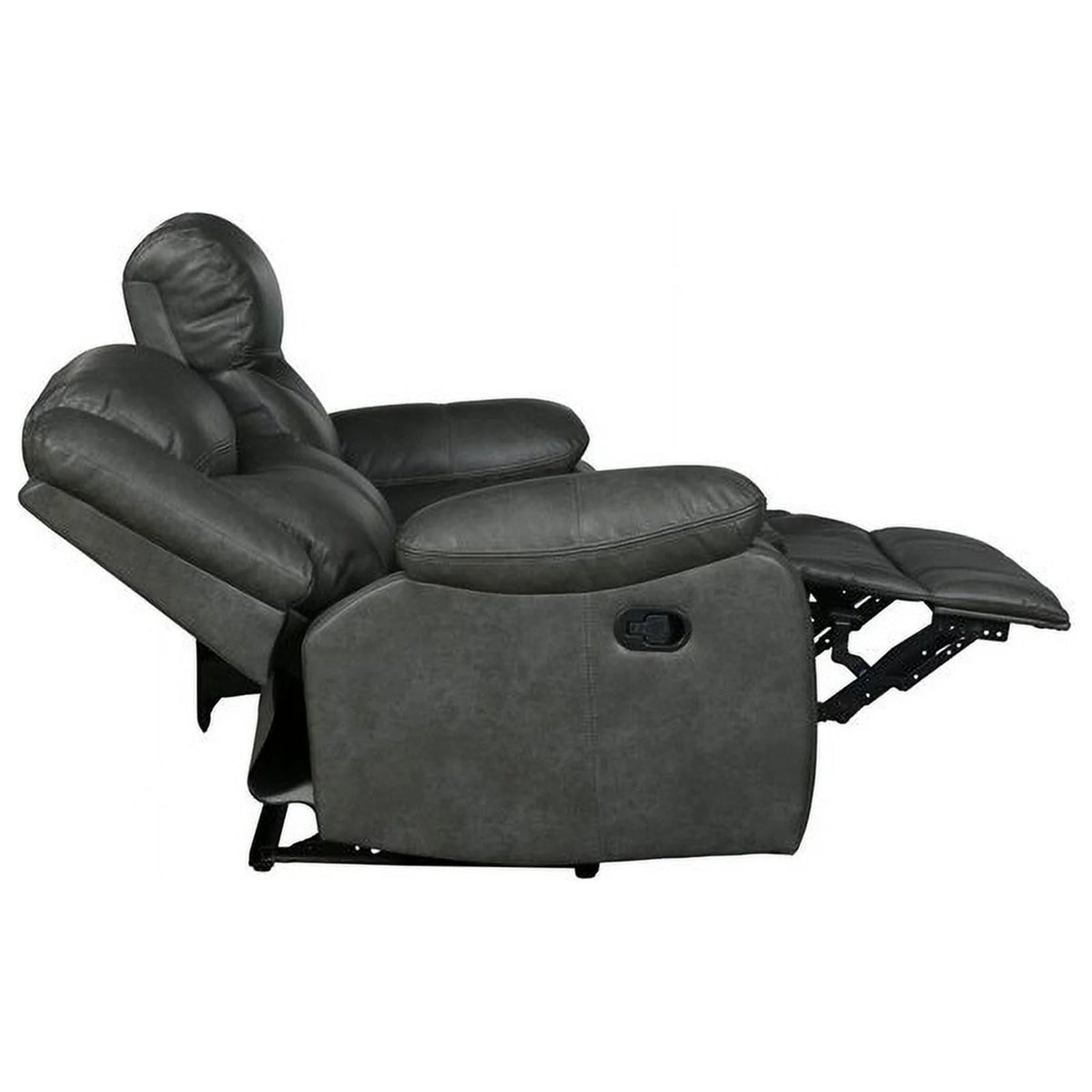 Gray Faux Leather Reclining Sofa Set E733