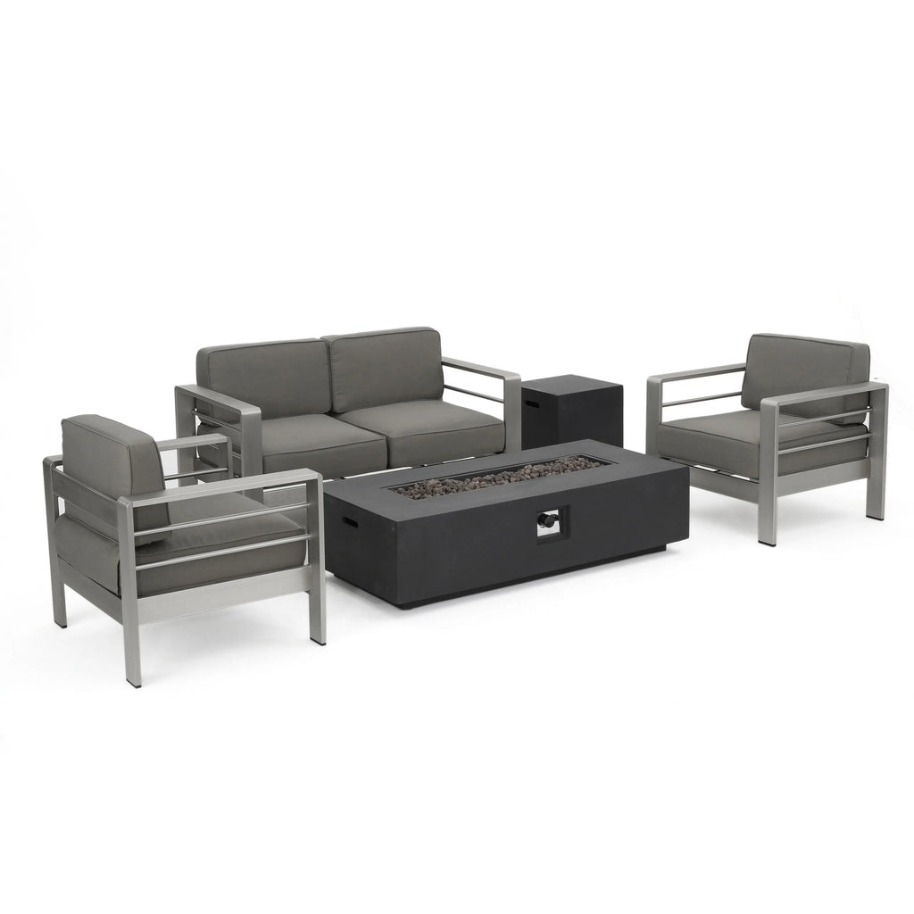Outdoor Sofa and Chat Set with Lounges and Firepit Z9451
